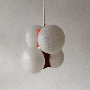 Moderne Leuchten 4 amorphous glass & beautiful orange metal body Chandelier - 1970s Germany