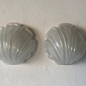 Limburg 3087 Glass Shell Shaped Rare  Pair of Sconces, 1980s, Germany
