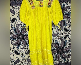 VTG floral besticktes Prärie Maxikleid