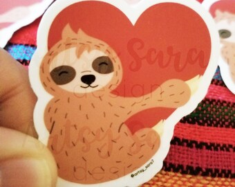 Sloth Holding Heart Sticker