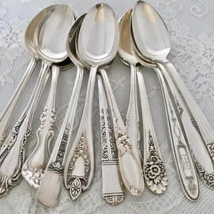Mismatched Silverplate Soup Spoons, Vintage and Antique Flatware