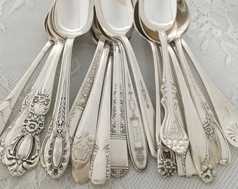 Mismatched Silverplate Teaspoons/Vintage & Antique/Wedding/Tea Party/Bridal Shower/Luncheon/Farmhouse/Cottage/Rustic