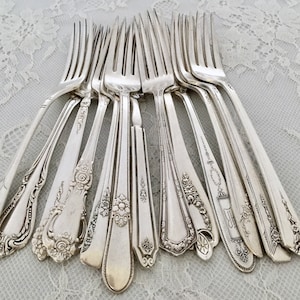 Mismatched Silverplate Dinner Forks/Vintage & Antique/Wedding/Tea Party/Bridal Shower/Luncheon/Farmhouse/Rustic