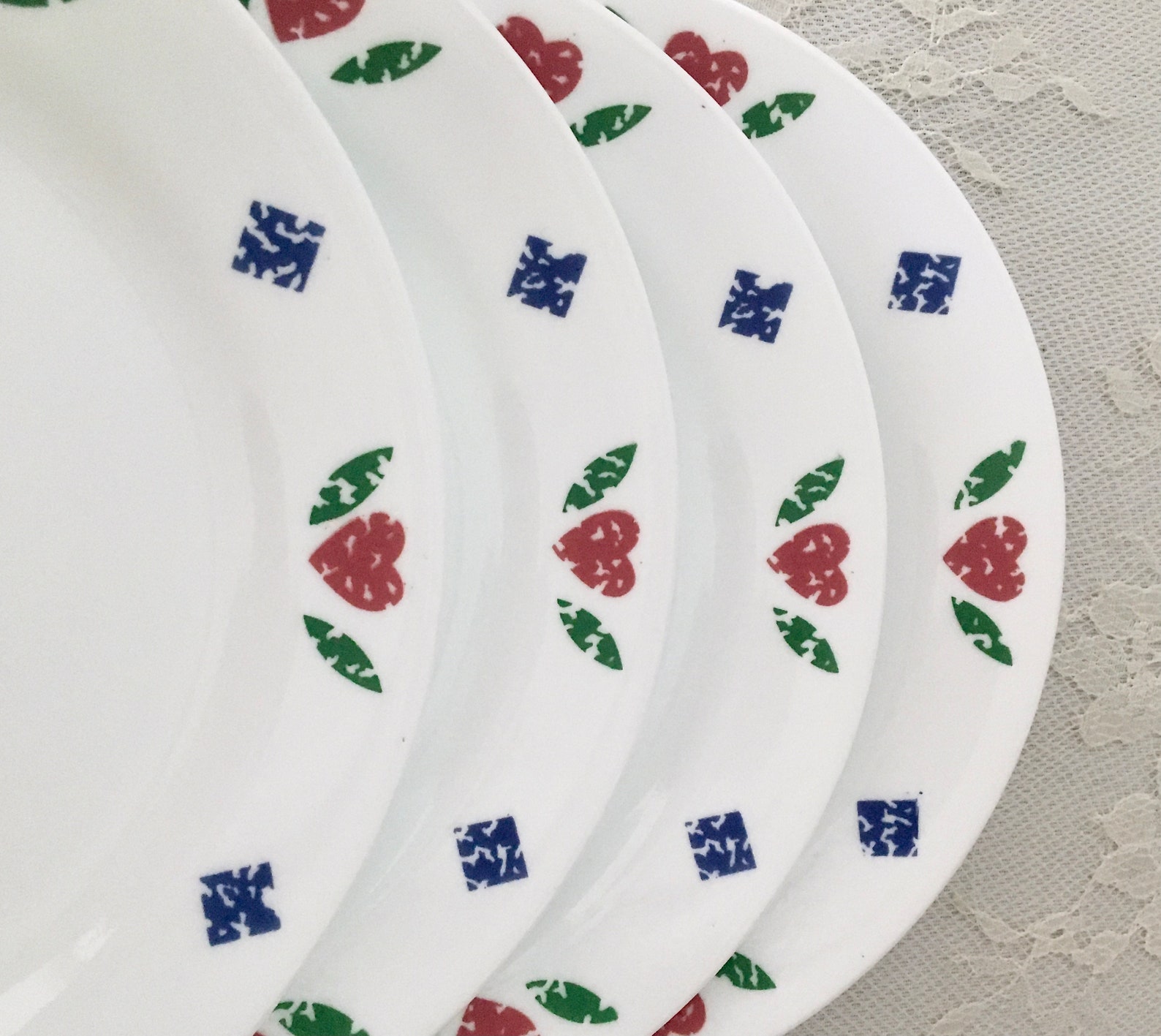4 Vintage Corelle Quilt Bread and Butter/dessert Plates With Etsy