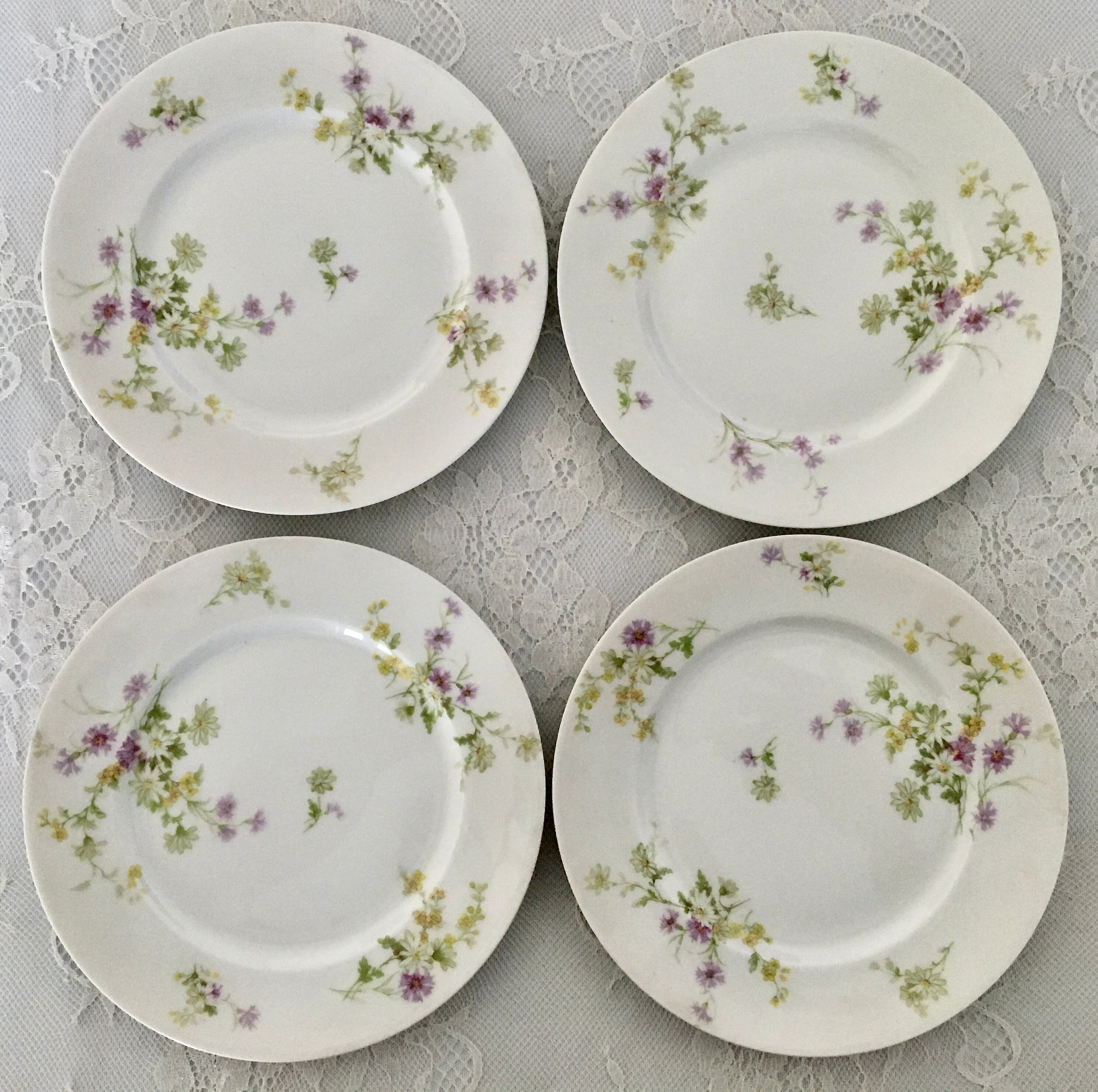 4 Limoges Salad Plates by Haviland/old Abbey/lavender Yellow Etsy