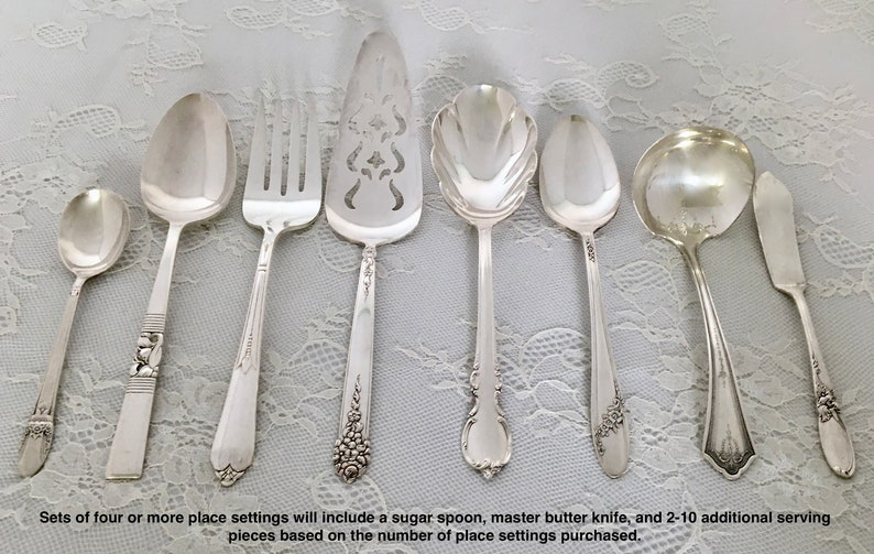 Mismatched Silverplate 5-Pc.Place Settings/Flatware/Vintage & Antique/ Wedding/Bridal Shower/Tea Party/Service for 1, 4, 8, 12, 20 image 9