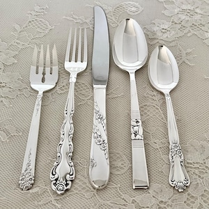 Mismatched Silverplate 5-Pc.Place Settings/Vintage & Antique Flatware/Service for 1-20 image 7