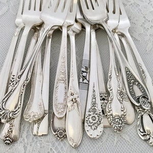 Mismatched Silverplate Salad Forks/Cake/Dessert Forks/Flatware/Vintage & Antique/Wedding/Tea Party/Bridal Shower/Luncheon/Farmhouse/Rustic