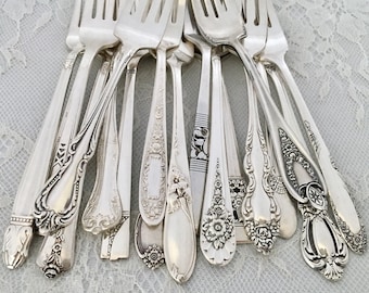 Mismatched Silverplate Salad Forks/Cake/Dessert Forks/Flatware/Vintage & Antique/Wedding/Tea Party/Bridal Shower/Luncheon/Farmhouse/Rustic