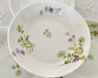 4 Limoges Berry/Dessert Bowls by Haviland/Old Abbey Limoges/Lavender & Yellow Floral Spray