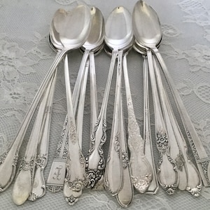 Mismatched Silverplate Iced Tea Spoons/Vintage & Antique/Wedding/Tea Party/Bridal Shower/Luncheon/Farmhouse/Cottage/Rustic