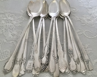 Mismatched Silverplate Iced Tea Spoons/Vintage & Antique/Wedding/Tea Party/Bridal Shower/Luncheon/Farmhouse/Cottage/Rustic