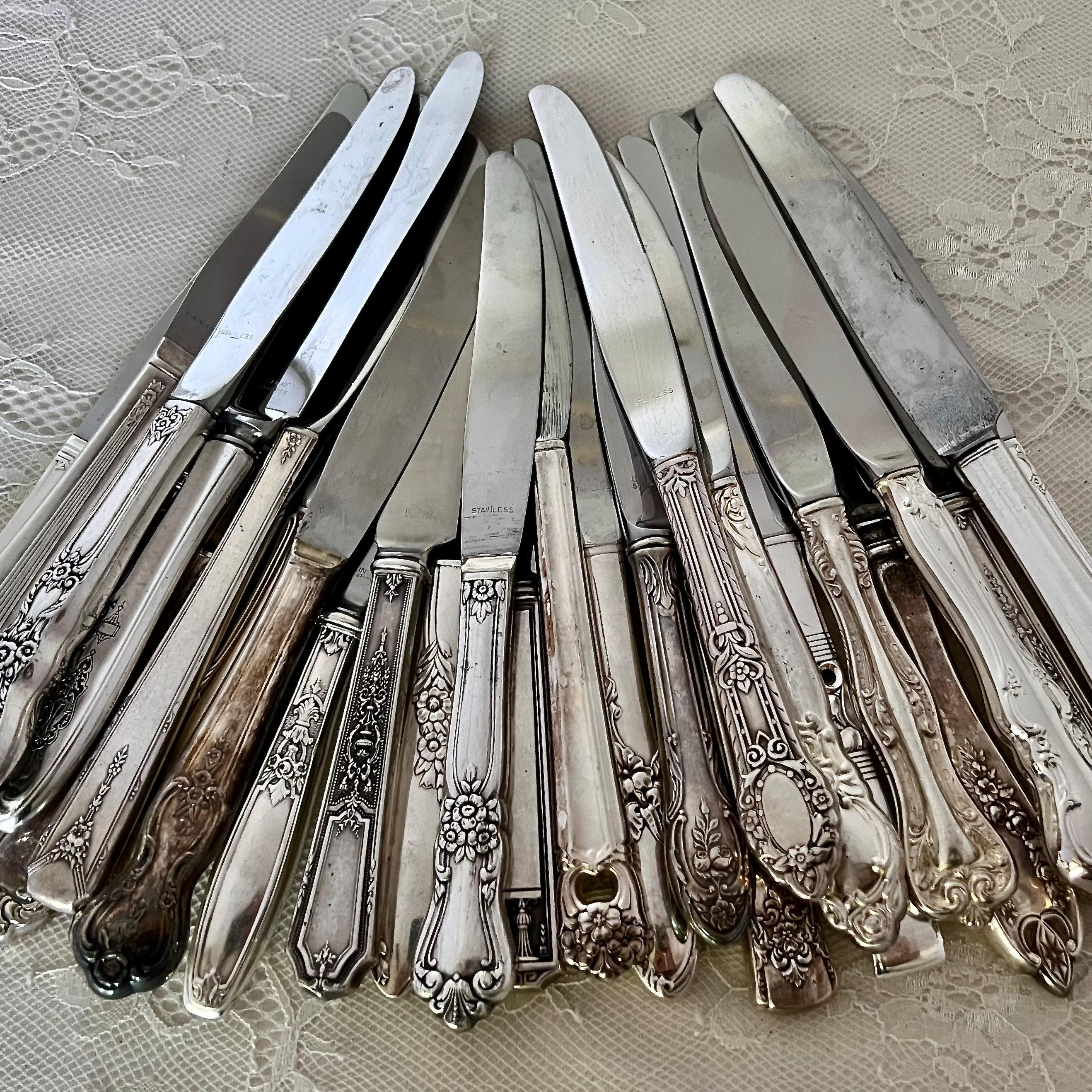 Mismatched Silverplate Dinner Knives for Crafts/vintage & Antique 