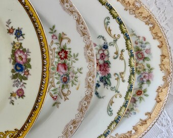 4 Mismatched  Dessert/Berry/Fruit Bowls/Vintage Fine China by Meito, Kongo, and Noritake with Floral Patterns