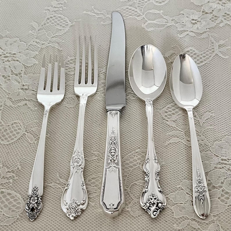 Mismatched Silverplate 5-Pc.Place Settings/Vintage & Antique Flatware/Service for 1-20 image 8