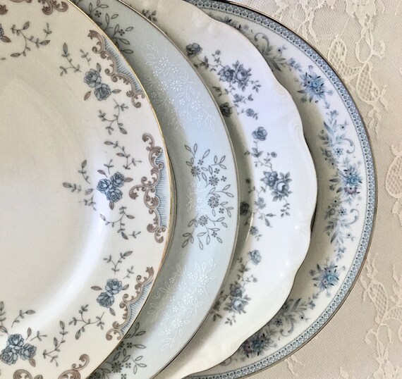 4 Mismatched Dinner Plates Vintage Fine China By Noritake Etsy