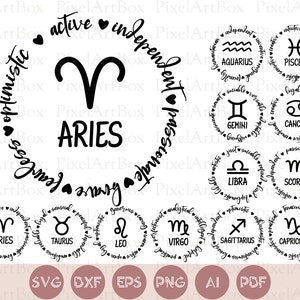 Zodiac Signs SVG Zodiac Traits SVG Cut File Commercial use | Etsy