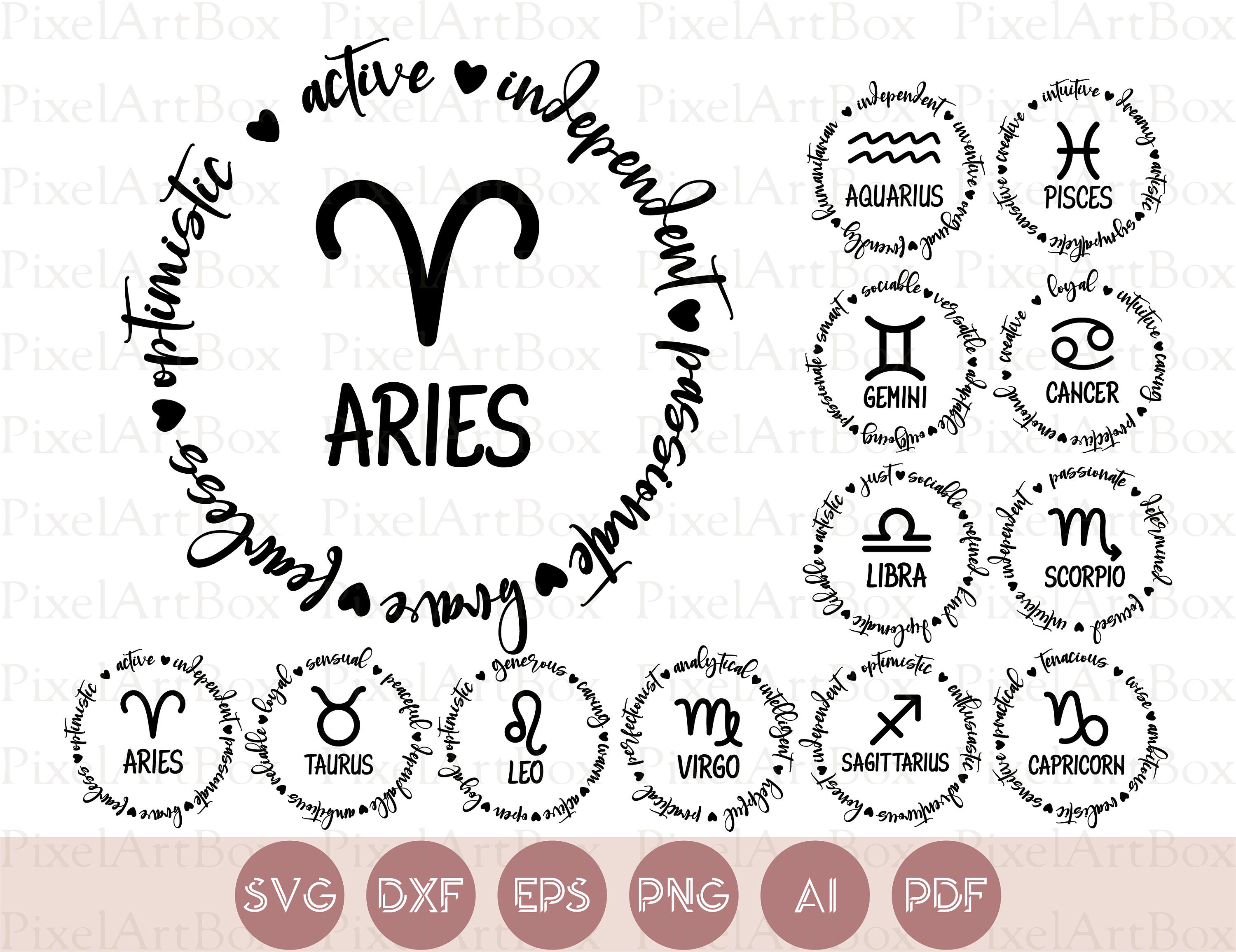 Download Zodiac Signs Svg Zodiac Traits Svg Cut File Commercial Use Etsy