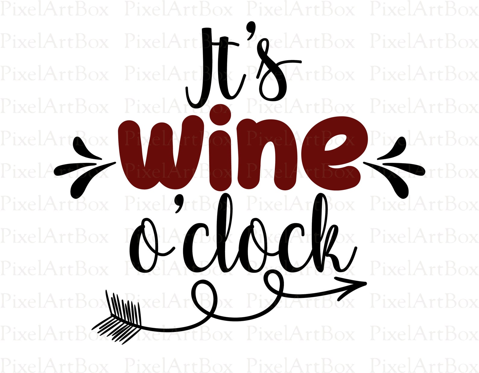It's Wine O'clock SVG Cut File Commercial Use Dxf | Etsy