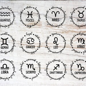 Zodiac Signs SVG Zodiac Traits SVG Cut File Commercial Use - Etsy