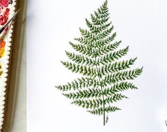 Fern Leaf WATERCOLOR Print, Botanical Painting, Handmade, Home Decor, ART PRINT, Minimalist Art