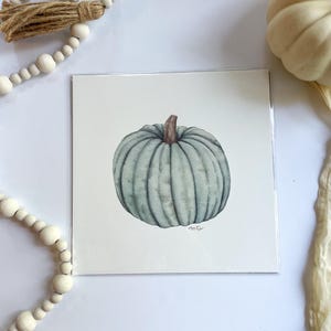 Blauer Kürbis Aquarell Druck, AQUARELL Kürbis, Herbst Dekoration
