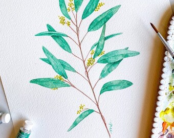 Seeded Eucalyptus WATERCOLOR Print, Handmade, Home Decor