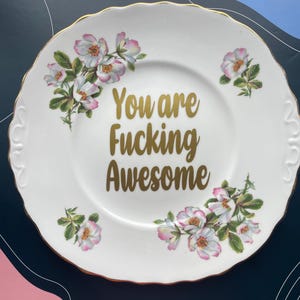 Upcycled Vintage Bone China Plate: Sassy Wall Decor