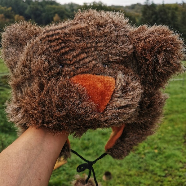 Chapeau d'ours en fourrure avec pompons pour adultes, femmes, hommes, dames, unisexe, cadeau d'hiver amusant