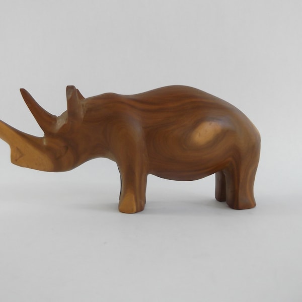 Rhinoceros, Hand Carved in Kenya of Exotic Hardwood in the 1970's.