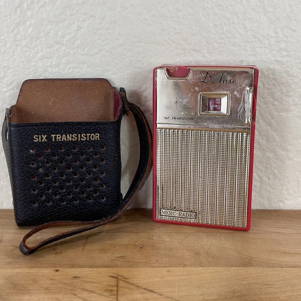 As Is Non Working - Vintage Red MERC-RADIO Mercury Radio and Battery Corp Six Transistor AM Radio