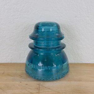 Teal Blue Glass Insulator: Hemingray 42 Powerline Insulator with Drip Points