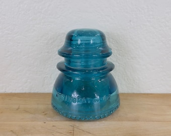 Teal Blue Glass Insulator: Hemingray 42 Powerline Insulator with Pointed Drip Points