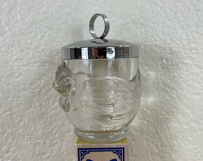 Clear Pressed Glass Double Egg Coddler Decorated With a Raised Etsy