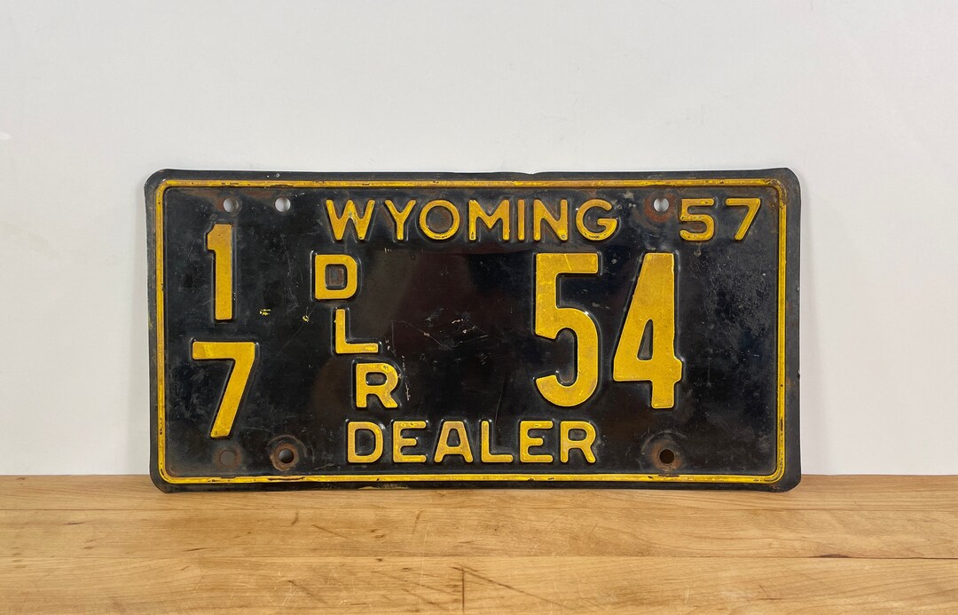 1957 Wyoming Dealer License Plate Etsy