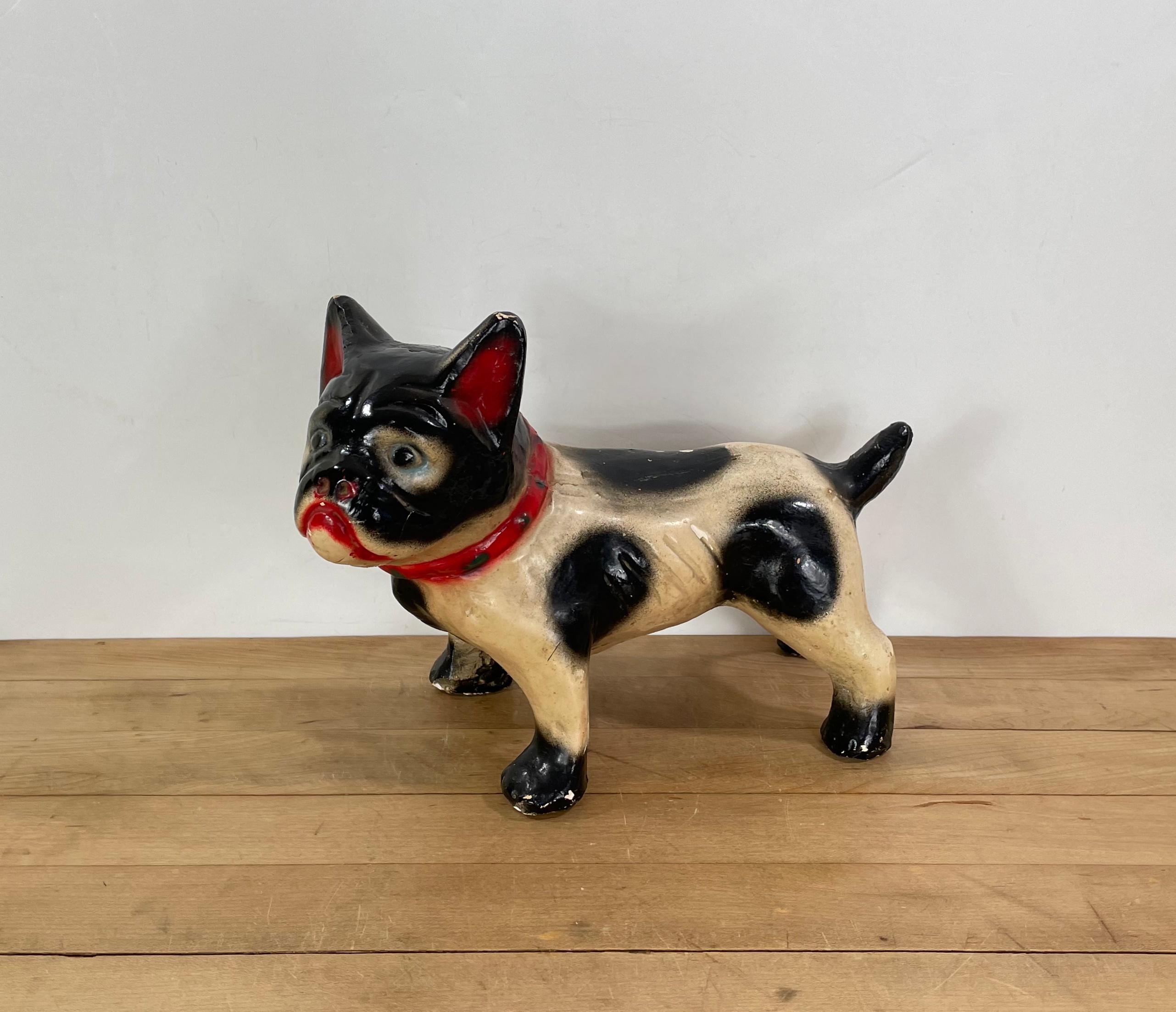 Vintage Chalkware Carnival Game Prize Bulldog 1930-40s