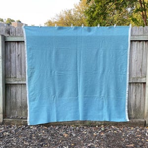 Consul Blue Wool Bed Blanket by AMC, Solid Blue 100% Wool Blanket with Blanket Binding, 69&quot; X 60 1/2&quot;