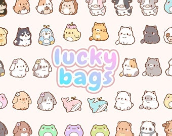 LUCKY BAGS Filler Enamel Pins 0.6"-0.7" | Tiny Pals Mystery Bag Sale Deal Cute Animal Cat Dog Puppy Rabbit Bunny Bear Hard Lapel Gold Plated