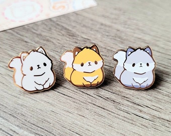 Fox & Wolf 0.65" | Tiny Pals Mini Enamel Pins | Cute Animal Board Filler Adorable Kitsune Hard Lapel Pin Gold Plated Friend Gift Lover Set