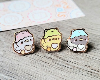 Duck & Pigeon 0.65" (B-GRADE) | Tiny Pals Enamel Pins | Cute Animal Board Filler Adorable Bird Chick Frog Friend Gift Mini Hard Lapel Plated