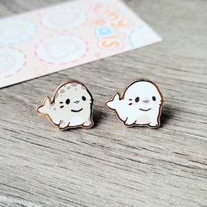 Seal 0.65" | Tiny Pals Enamel Pins | Cute Animal Board Filler Adorable Sea Lion Badge Lover Friend Gift Mini Hard Lapel Pin Gold Plated
