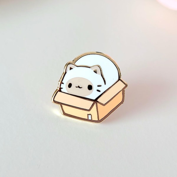 If I Fits I Sits 0.65" | Tiny Cats Mini Enamel Pins Cute Animal Board Filler Adorable Kitty Kitten Hard Lapel Gold Plated Friend Gift Set