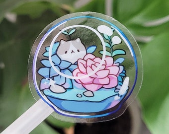 Terrarium Transparent Stickers 2" | Animal Cute Magical Plants Dog Cat Leaf Nature Succulent Vinyl Sticker Notebook Laptop Phone Case