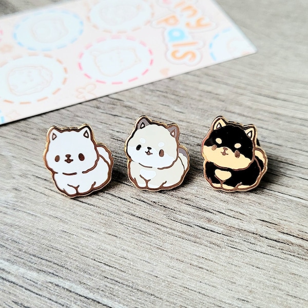 Fluffy Puppy 0.65" | Tiny Pals Mini Enamel Pins | Cute Animals Board Filler Yorkshire Pomeranian Adorable Critter Dog Hard Lapel Pup Doggo