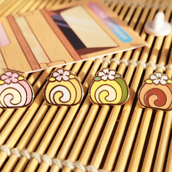 Cake Rolls | Pocket Bites 0.5" Filler Enamel Pins | Desserts Snacks Japanese Matcha Sweets Tiny Asian Food Hard Lapel Pin Gold Plated Gift