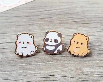 Bear 0.65" | Tiny Pals Mini Enamel Pins Cute Animal Board Filler Adorable Critter Polar Brown Panda Hard Lapel Gold Plated Gift