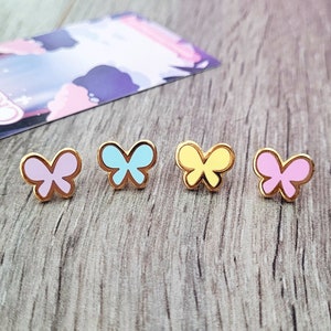 Butterfly | 0.5" Mini Filler Enamel Pins | Floral Critters | Cute Animal Nature Flowers Leaf Colorful Gift Board Hard Lapel Pin Gold Plated
