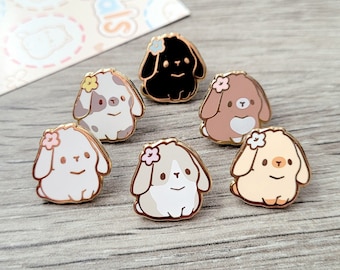 Bunny 0.65" | Tiny Pals Mini Enamel Pins | Cute Animal Board Filler Adorable Critter Rabbit Bun Hard Lapel Pin Gift Lover Set