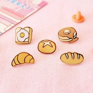Brunch | 0.5" Filler Enamel Pins | Mini Sweets | Cute Desserts Food Tiny Bread Pastry Bakery Croissant Breakfast Hard Lapel Pin Gold Plated