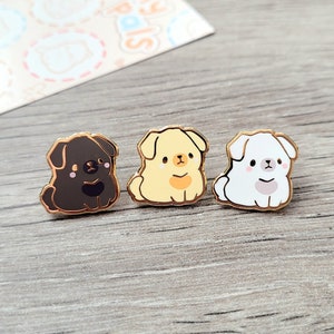 Puppy 0.65" | Tiny Pals Mini Enamel Pins | Cute Animals Board Filler Adorable Critter Dog Golden Retriever Labrador Hard Lapel Pin Pup Doggo